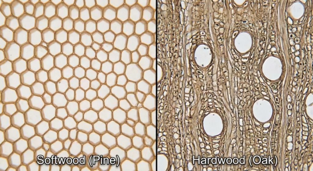 The Microscopic Difference: Softwood vs. Hardwood